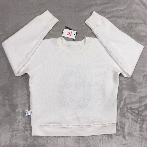 RE/DONE HANES Classic 100% Cotton Raglan Sweatshirt Pullover Top sz MEDIUM White - Picture 5 of 14